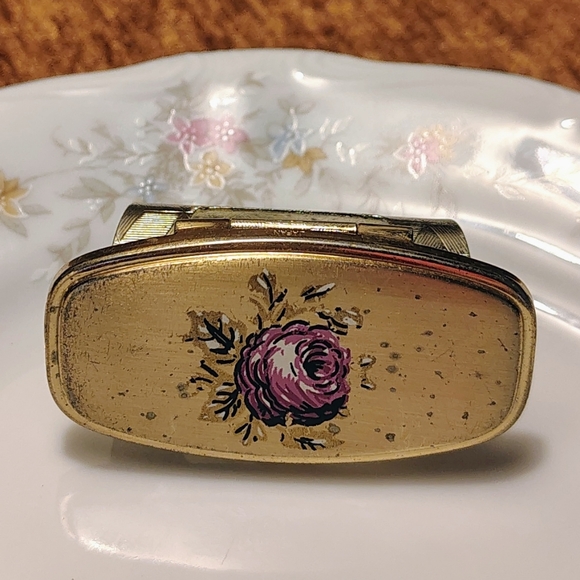 Vintage Jewelry - Vintage Gold and Pink Floral Brooch
